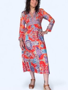 Vibrant Orange Vintage 60s Dress